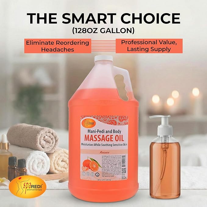 SPA REDI Mandarin Massage Oil – Professional & Family Skin Nourishment Treatment | Legacy of Trust & Universal Gentleness | Premium Nourishment for Loyalty & Peace of Mind | 128 Oz Gallon