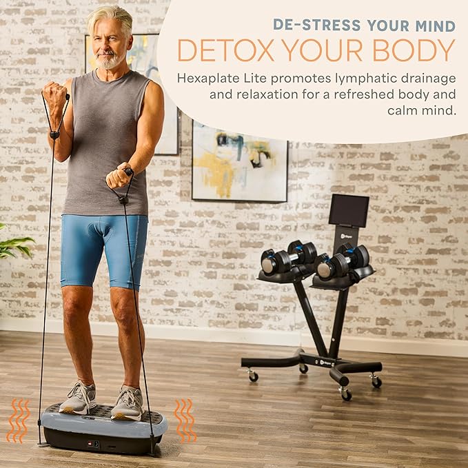 Lifepro HexaPlate Lite Vibration Plate Exercise Machine with Magnetic Acupoints - Full Body Vibration Platform for Beginners and Recovery - Lymphatic Drainage Massager for Muscle Toning and Fitness