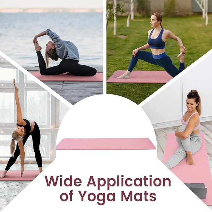 Fitvids Yoga Mat, 1/2-Inch Extra Thick High Density Exercise Mat, Anti-Tear Exercise Yoga Mat with Carrying Strap, Suitable for Various Yoga Exercises