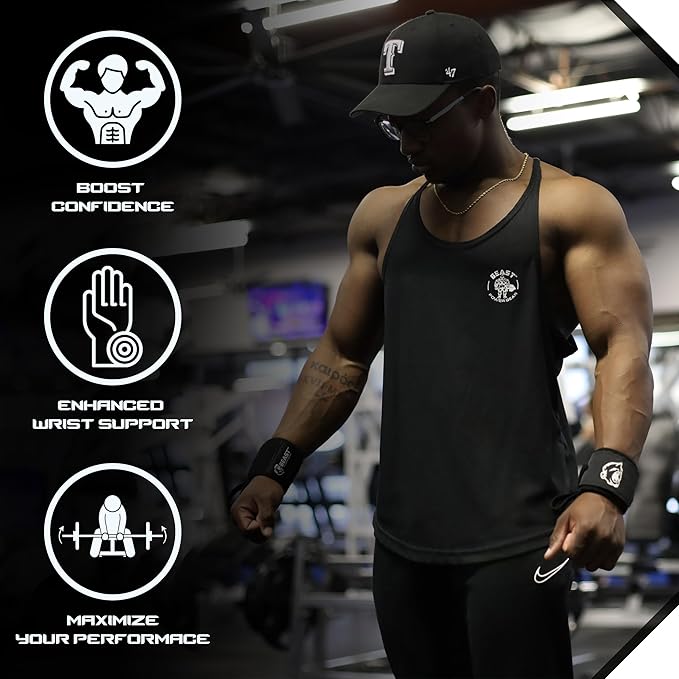 Beast Power Gear Wrist Wraps for Weightlifting 18” Premium Quality Wrist Support for Bodybuilding Heavy Duty Thumb Loop Powerlifting, Strength Training for Men and Women