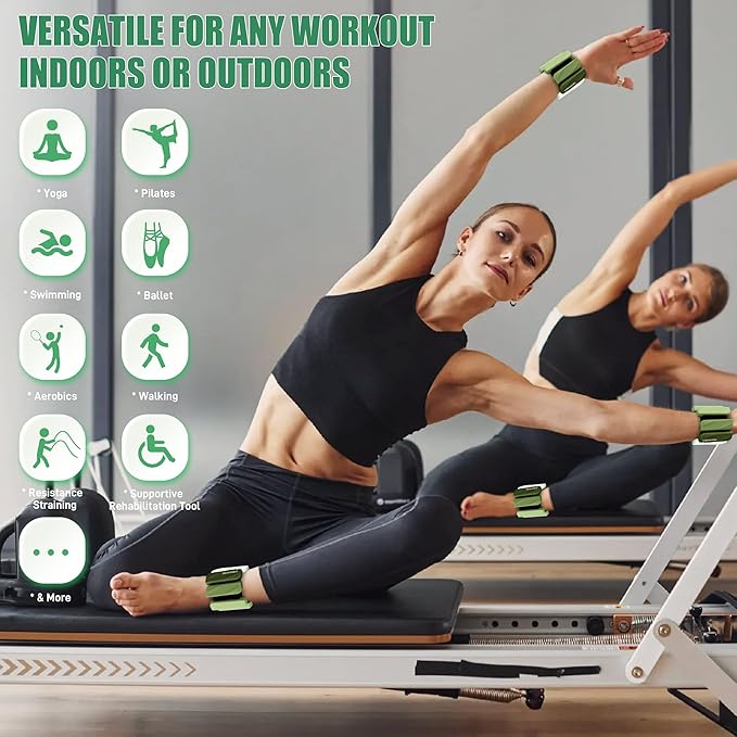 Wrist & Ankle Weights for Women and Men, 2lbs/4lbs Pairs Adjustable Silicone Weighted Bangles for Arm & Leg Workouts, Perfect for Pilates, Barre, Yoga, Walking & Home Fitness 24055
