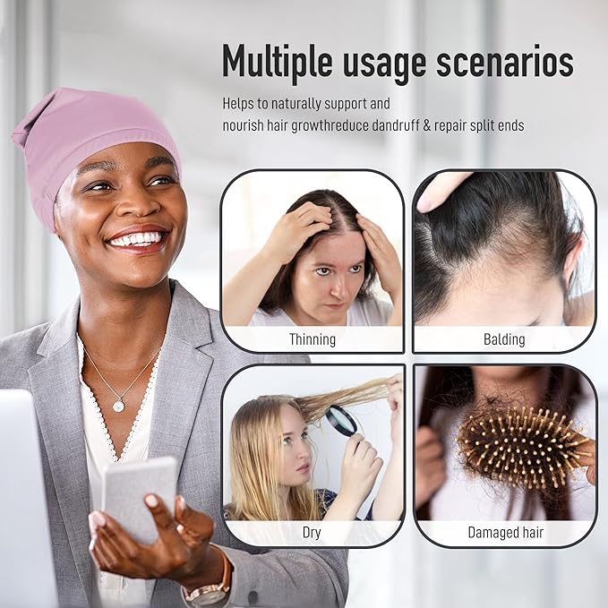 Castor Oil Pack Wrap for Head,Elastic and Reusable Hat Organic Cotton for Women Sleeping,Double Waterproof Layers Castor Oil Packs Kit for Thinning, Balding, Dry and Damaged Hair M(Oil Not Included)