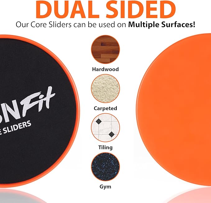 URBNFit Gliding Discs Core Sliders - Dual Sided Exercise Disc for Smooth Sliding On Carpet and Hardwood Floors - Gliders Workout Legs, Arms Back, Abs at Home or Gym or Travel - Fitness Equipment