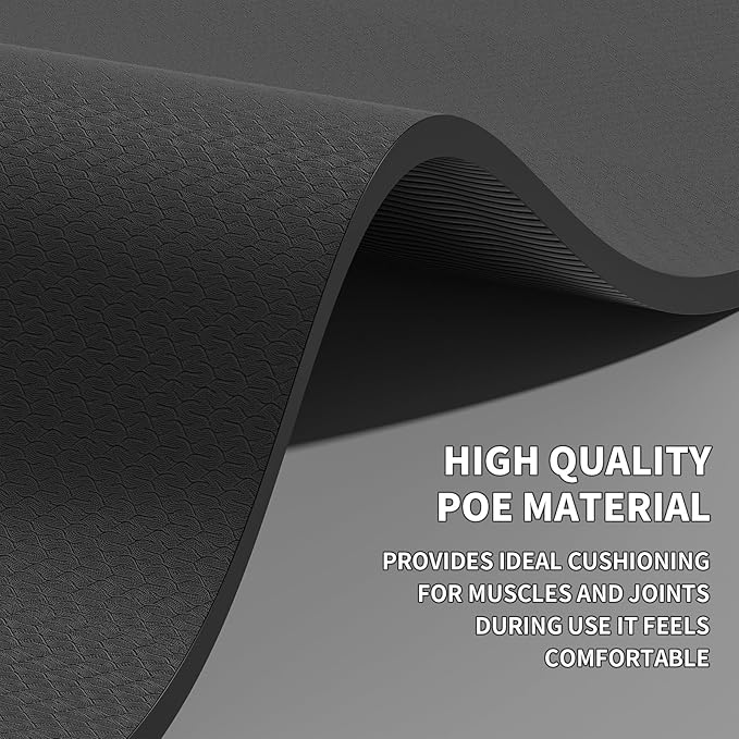 Large Yoga Mat (6'x 4') - Extra Long and Wide Workout Mat for Men and Women,Non-Slip POE 0.32''/0.4'' Thick Fitness Mat, Eco-Friendly, Thick Wide Exercise Mat for Home Workouts,Ideal for Yoga and Pilates.