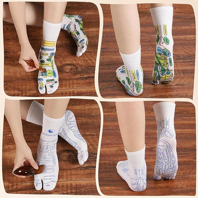 Reflexology Sock with Massage Tools Set, 2 Pairs Socks Acupuncture Trigger Point Foot Pain Relief Remedy Acupoint Birthday Gifts for Women (Women - B Set)