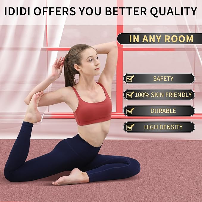 Large Yoga Mat (6'x 4') - Extra Long and Wide Workout Mat for Men and Women,Non-Slip POE 0.32''/0.4'' Thick Fitness Mat, Eco-Friendly, Thick Wide Exercise Mat for Home Workouts,Ideal for Yoga and Pilates.