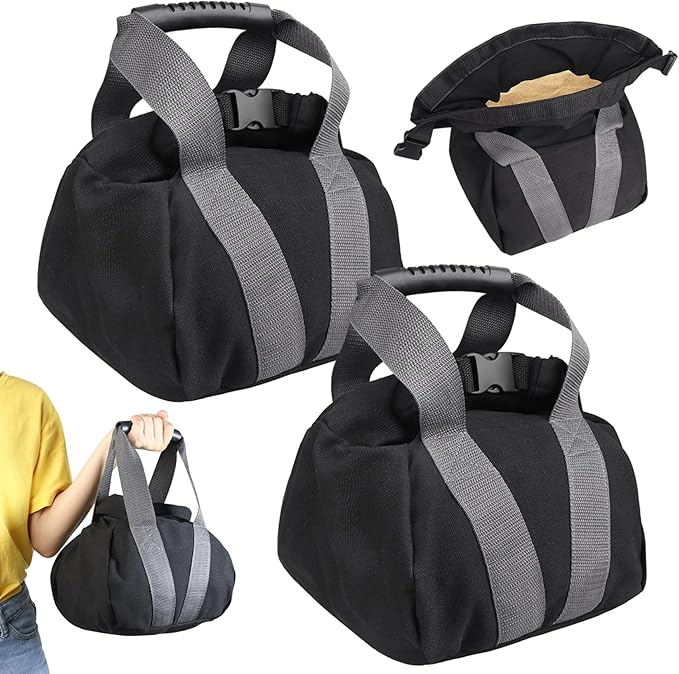 2Pcs Fitness Sandbags with Non-slip Handle Refillable Portable Canvas Sand Kettlebell Soft Sand Bag for Home Training, Fitness, Yoga Workou, | Sandbags for Working Out