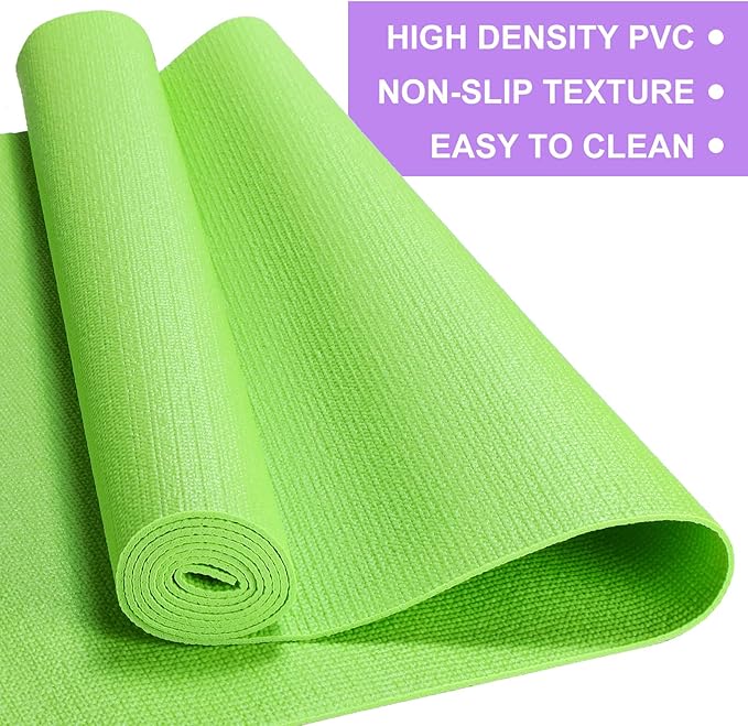 24 Pack 3 mm Thick Yoga Mat Bulk, Non Slip Exercise Workout Fitness Pad for Women Men, Gym Home Yoga Pilates, Easy to Clean, Sturdy PVC