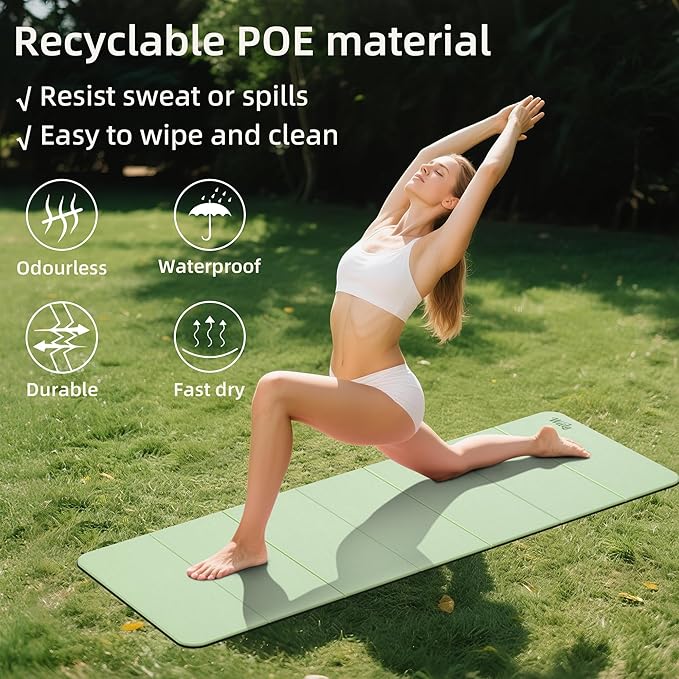 1/2 Inch Extra Thick Yoga Mat Pilates Equipment, 70"x24" Odorless Workout Mats for Home Gym, Non-slip Exercise Mats for Women Men Home Workout, Foldable Yoga Mats for Travel Camping Sleeping