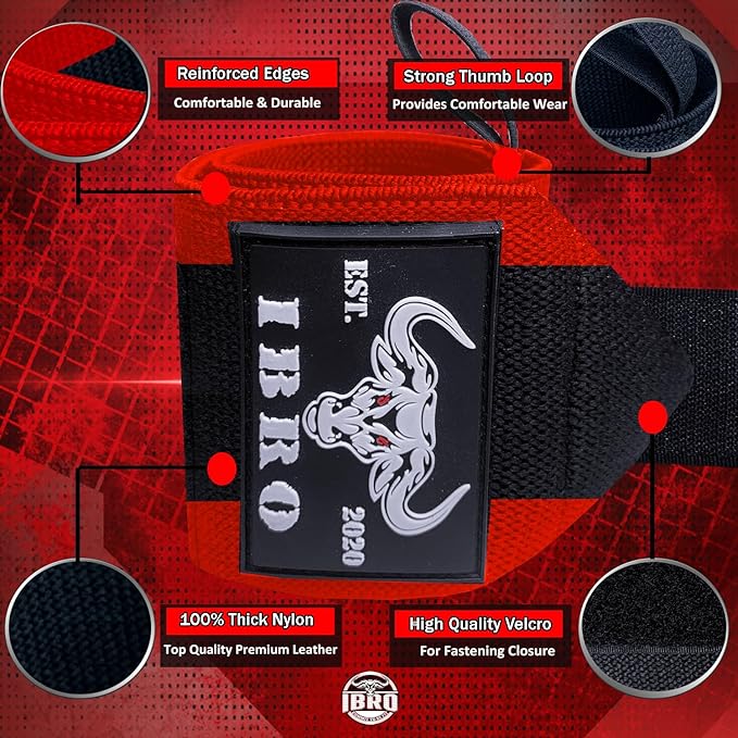 IBRO Weightlifting Wrist Wraps,18” or 24” Premium Wrist Support, Avoid Injury, Best Wrap for Powerlifting, Weightlifting, Gym Workouts, Strength Training, Cross Training for Men & Women