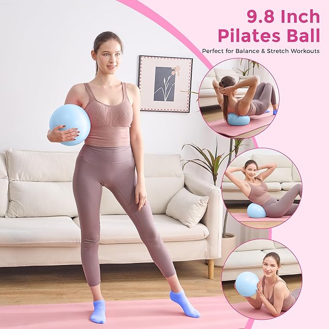 Home Pilates Kit Pilates Equipment Set, Better Yoga Pilates Essentials Kit for Women with 14.5" Pilates Ring, Ball, Resistance Bands, Ankle Weights, Dumbbells, Sliders, Stretch Band, Yoga Strap Socks