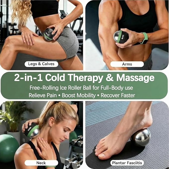 iECO Cold Massage Roller Ball - Ice Roller Ball for Muscles Deep Tissue, Cold & Heat Therapy, Plantar Fasciitis Roller