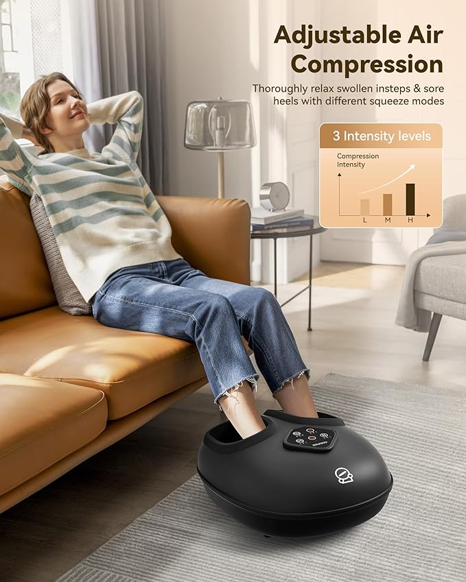 COMFIER 2026 Shiatsu Foot Massager with Heat,Compression,Kneading &Rolling,Foot Massager for Neuropathy,Plantar Fasciitis,Upgraded for Larger Feet Machine(Size 15),Home or Office,for Men Women