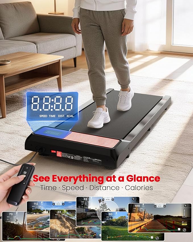 Walking Pad Treadmill with 5% Incline, Under Desk Treadmill for Home Office, 2.5HP Quiet Portable Walking Pad, 265 lbs Capacity, Compact Treadmill for Small Spaces with 15" x 35.4" Belt