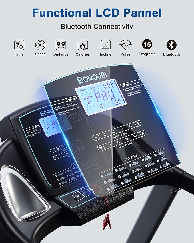 Treadmill with Auto Incline, BORGUSI Heavy Duty Treadmill for Home, Wide Belt