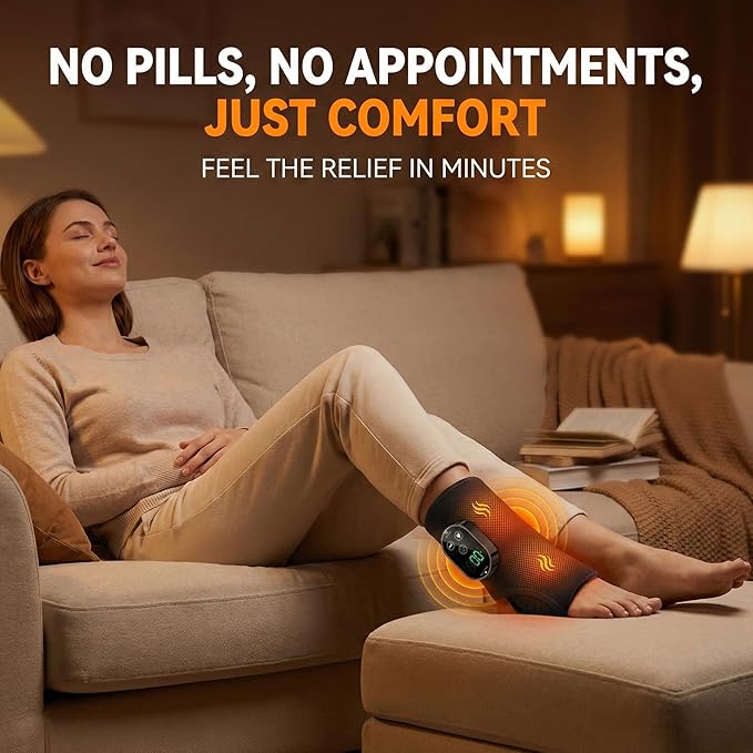 Foot Massager for Neuropathy Plantar Fasciitis Pain Relief, Cordless Heated Vibrating Cloud-Soft Ankle Wrap Feet Massage, Portable 2H Run Time, 6 Heats, 3 Modes, Auto-Off Timer,1 Pair