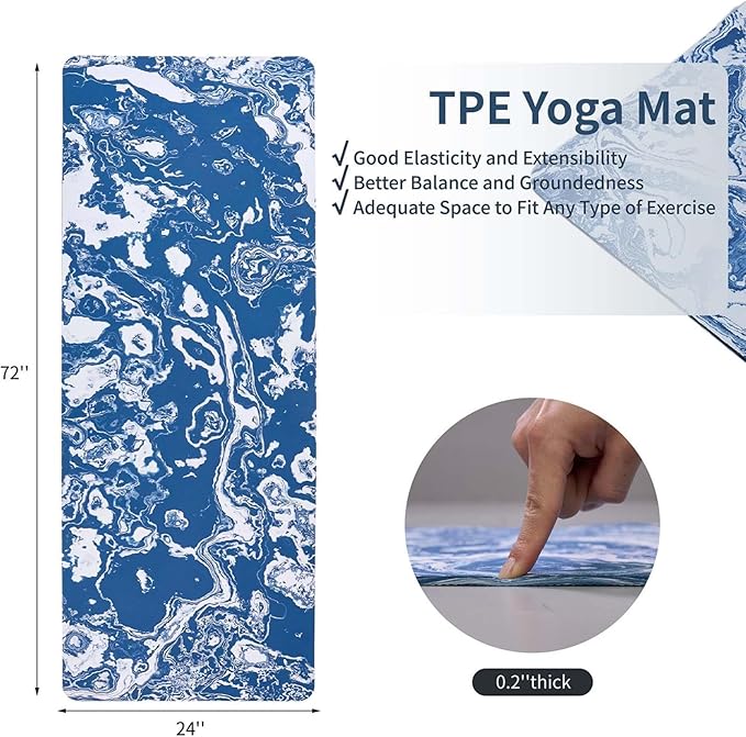 Yoga Mat Exercise Yoga Mat Print With Designed Exericise Mat 72 X 24inch Multi-Purpose Workout Mat For Women Pilates Fitness And Floor Exercises