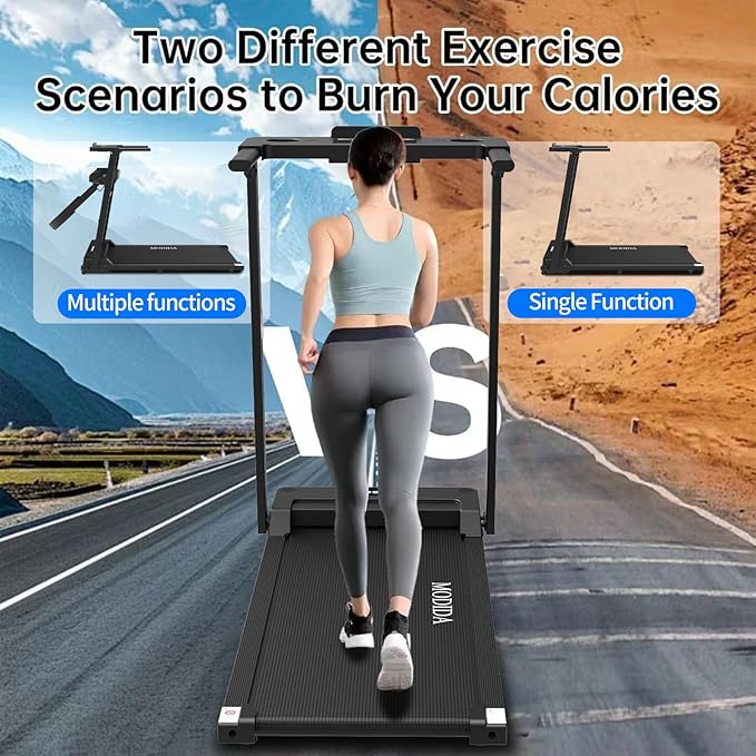 3 in 1 Walking Pad Treadmill with Handle | 1.5HP Under Desk Treadmill for Home Office | Foldable Compact Walking Jogging Running Machine | 220LBS Capacity, ≤45dB Quiet Treadmill