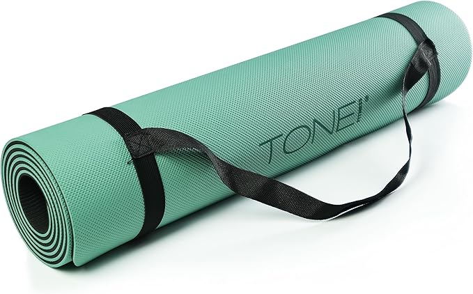TONE Fitness Yoga Mat 1/4" Thick Non Slip Exercise & Pilates Mat for Home Workouts with Carrying Strap | Multiple Options