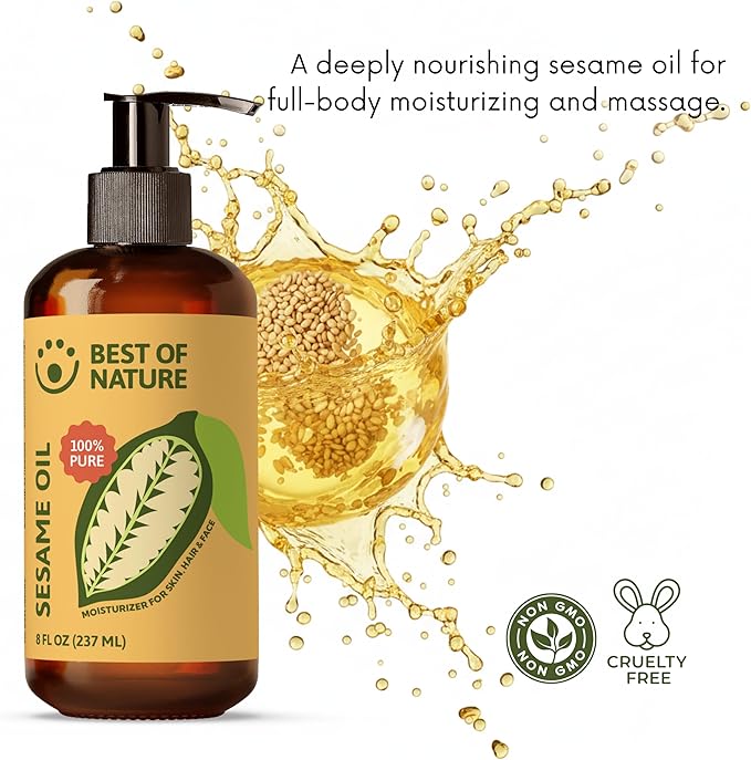 Best of Nature Sesame Body Oil - 5 Gallon Pail (640 oz) - Deep Moisturizing, Detoxifying, Unscented - Unisex - Adults