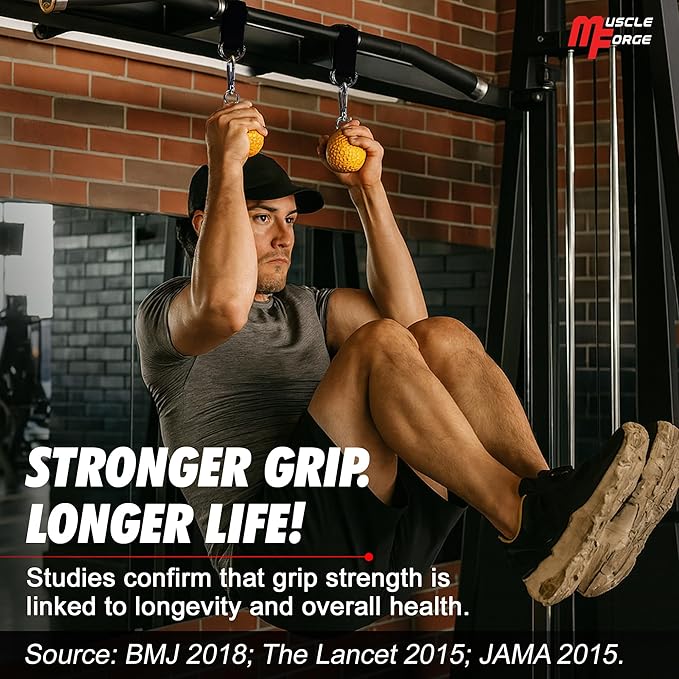 Pull Up Grips Ball – Enhance Grip Strength & Forearm Training – 2.8inch Non-Slip Surface Grip Balls – Includes Carabiners & Straps – Max Load 530lbs – Ideal for Climbing, Calisthenics