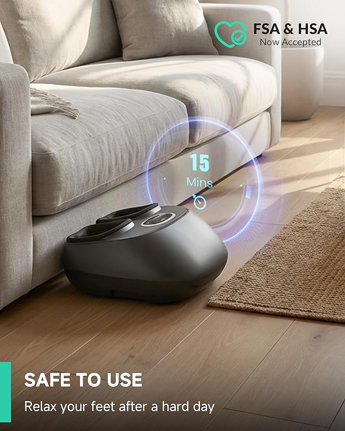 Snailax Shiatsu Foot Massager with Heat, FSA Eligible, Kneading, Compression, Vibration, Feet Massage Machine for Plantar Fasciitis, Neuropathy, Foot Warmer, Gifts for Women Men,Size 13