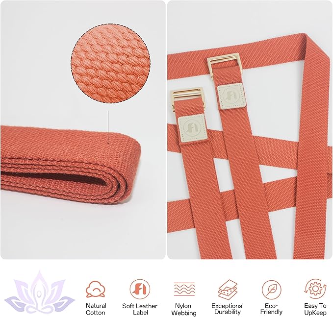 Yoga Straps 1.8M or 2.5M, Durable Cotton Yoga Straps for Stretching, Adjustable Yoga Belt Strap for Yoga, Dance, Gym Workouts