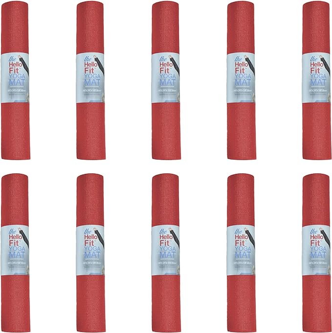 Hello Fit 10-Pack Yoga Mat, 68" x 24" Non Slip Exercise Mat, 4mm Thick Gym Mat for Fitness and Stretching, Bulk Non Toxic Yoga Mats for Schools and Studios