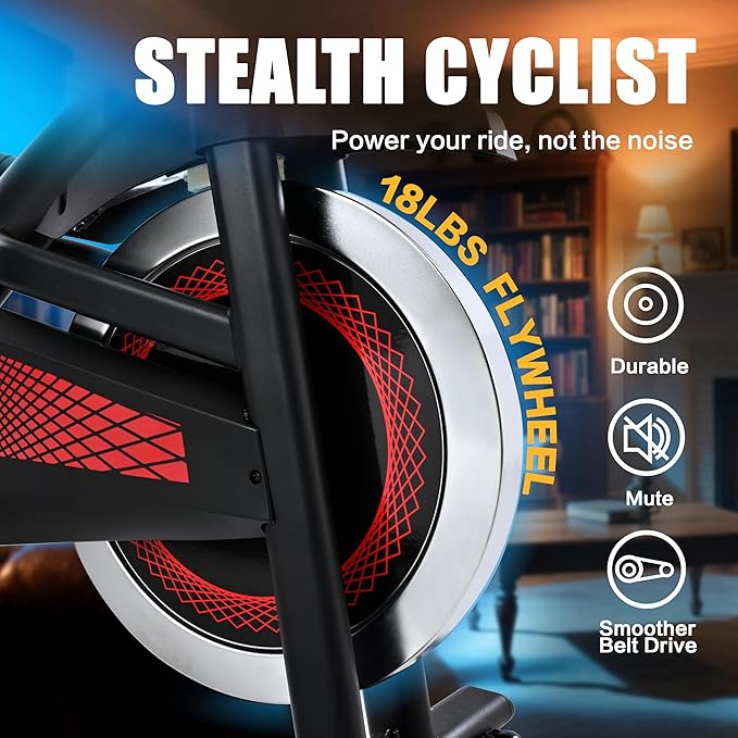 Exercise Bike Stationary Bike Indoor Cycling Bicycle for Home Gym Spinning Bike 300 lbs Weight Capacity Adjustable Seat/Handlebar for Office Cardio Workout