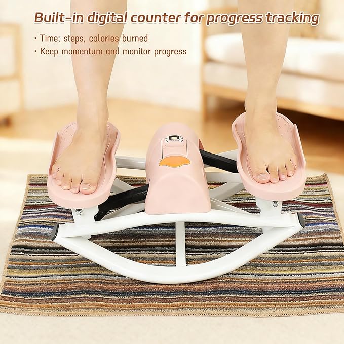 Rock Stepper Machine with Resistance Bands, Side-to-Side Lateral Rocking Fitness Stepper for Knees and Joints, Adjustable Tension Fitness Equipment with LCD Monitor for Home Workout Office