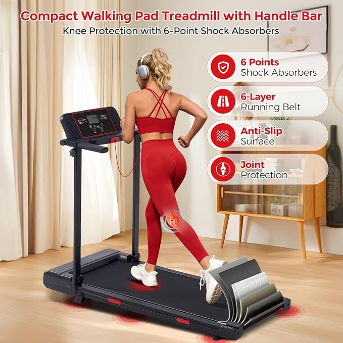 MCRG Walking Pad Treadmill with Incline, 2026 Upgrade Portable Walking pad Treadmill with Handle Bar, 0.6-7.6MPH Small Treadmills Walking Pad for Home Small, 3.5HP, 350LBS
