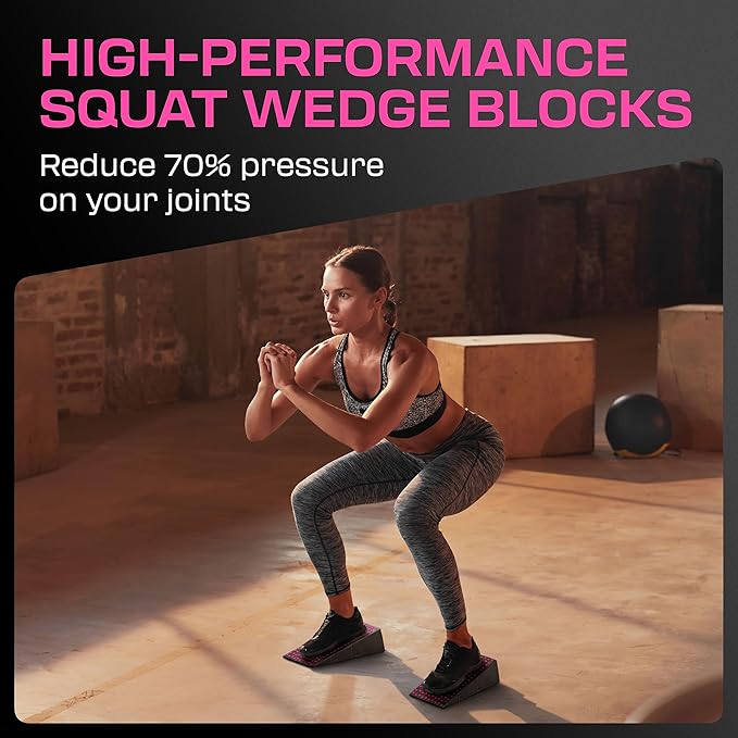 Squat Wedge Block Pair - Heel Elevated Squat Wedge for Deeper Squats, Heavy Lifting and Better Form - 17° Angle Exercise Wedges, Slant Board for Squats with Carry Backpack
