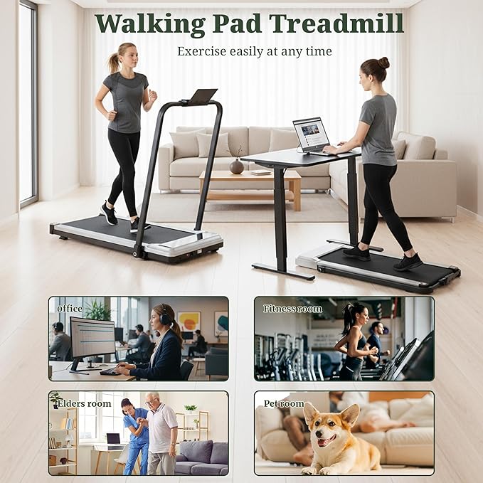 Walking Pad Treadmill, 3 in 1 Portable Under Desk Treadmills for Home Small Space, Quiet Compact Folding Treadmill with Remote Control, 320 LBS Capacity
