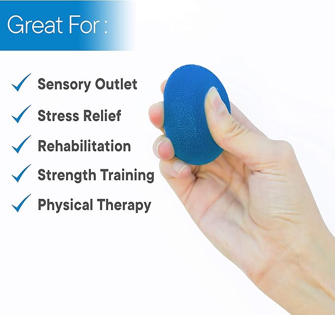 RMS 4-Pack Hand Exercise Balls - Physical & Occupational Therapy Kit for Strengthening Grip & Reducing Stiffness - Arthritis Pain Relief Exerciser for Rehabilitation, Fidget, Stress Relief
