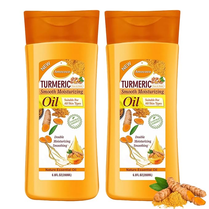 2 Packs Turmeric Oil, Natural Moisturizing Nourishing for Face and Body, Vitamin E Body Oil, Anti-aging, Wrinkle Skincare Essential oil for All Skin Types, 200ml*2
