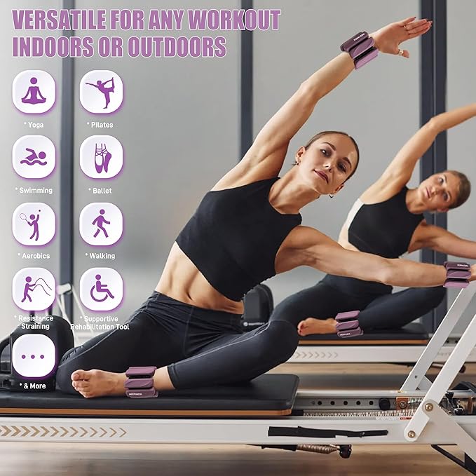 Wrist & Ankle Weights for Women and Men, 2lbs/4lbs Pairs Adjustable Silicone Weighted Bangles for Arm & Leg Workouts, Perfect for Pilates, Barre, Yoga, Walking & Home Fitness 24055