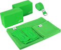 Yoga Accessories Set - Includes 2 Yoga Blocks, 1 Microfiber Non Slip Mat Towel 72X24, 1 Microfiber Hand Towel 24X15, 1 Yoga Strap, 1 Pair of Yoga Socks (Green)