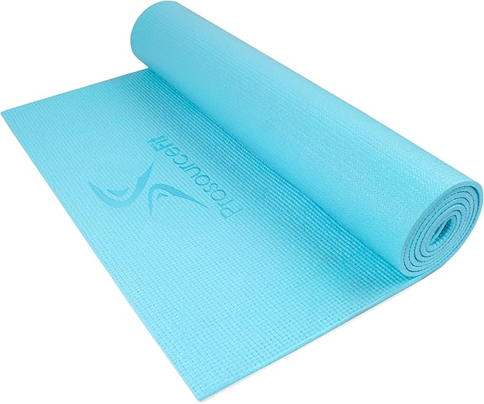 ProsourceFit Original Yoga Exercise Mat ¼” (6mm) Thick for Comfort and Stability with Carrying Straps, Non Slip –Multiple Colors
