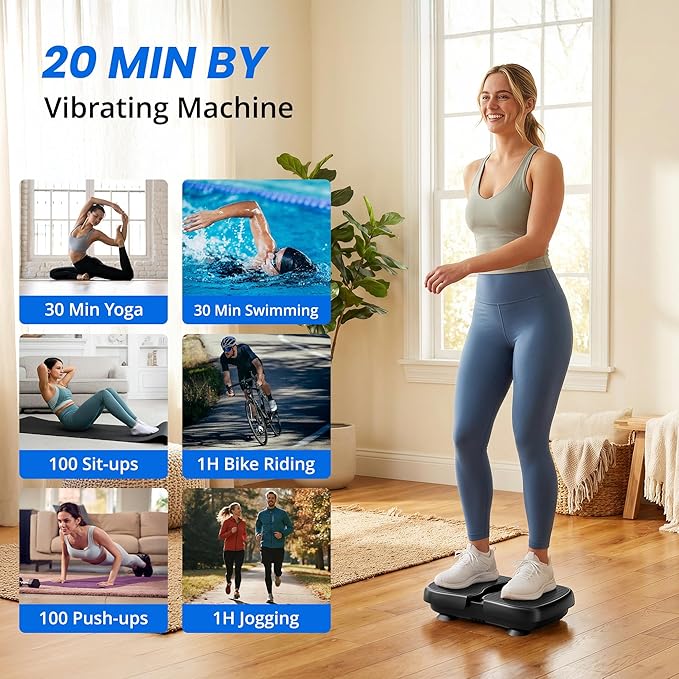 Mini Vibration Plate Machine, Leg Waist Workout Vibrating Plate Portable Quiet Percussion Massager for Legs, Waist, Back, Neck Vibration Massager,Buttocks Muscle Stiffness Relief