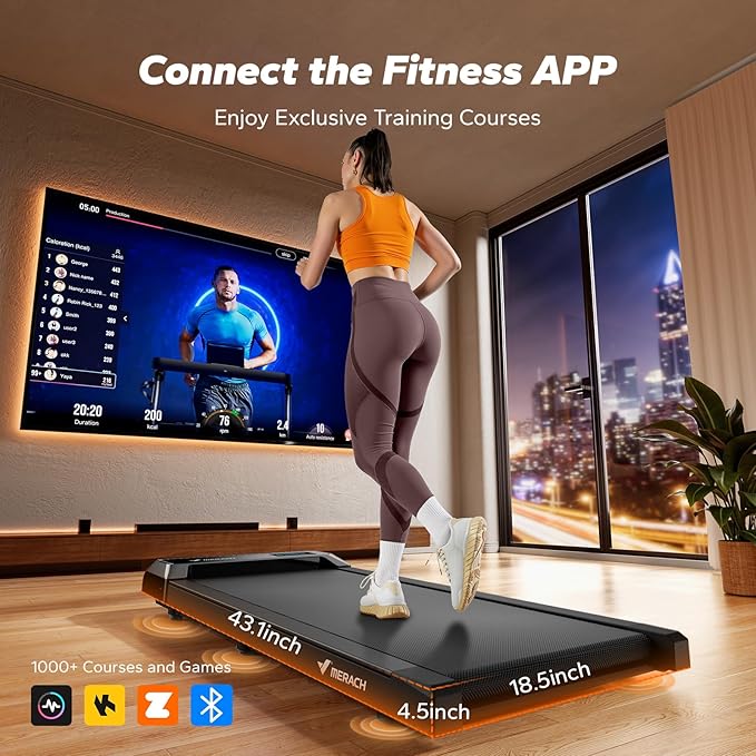 MERACH Walking Pad, Under Desk Treadmill, Portable Mini Treadmills for Home, Seamless One-Piece Molding Design, 265LBS Walkpad with Remote Control, APP, LED Display