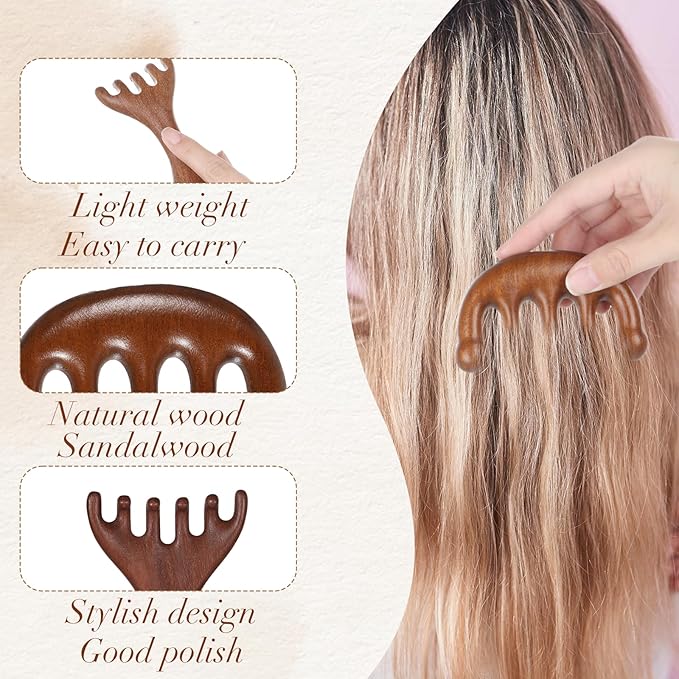 3 PCS Wooden Scalp Massager Hair Growth Gua Sha Hair Massager Comb Head Massagers Scalp Tool Manual Scalps Massagers Scalps for Women Man Hairs Promoting Hairs Growth