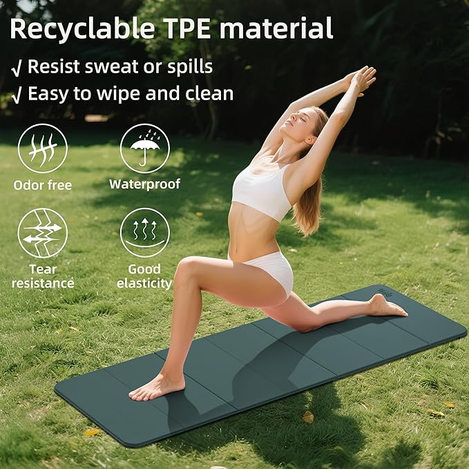 1/2 Inch Extra Thick Yoga Mat Pilates Equipment, 70"x24" Odorless Workout Mats for Home Gym, Non-slip Exercise Mats for Women Men Home Workout, Foldable Yoga Mats for Travel Camping Sleeping
