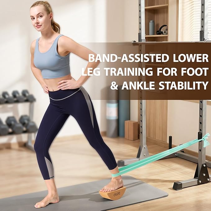 Half Moon Cork Balance Blocks Kit with 4-Week Training Plan for Foot & Ankle Stability, Calf Stretching, Balance Training & Lower Leg Exercise, Includes Resistance Band, Carry Bag & Exercise Guide