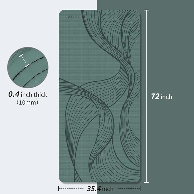 Large Yoga Mat-72’x36’x0.4’ Extra Width ＆ Thick,Comfortable,Non-Slip Exercise Mat-Works Great on All Floor for Stretching,Yoga Studio,Gym or Home Workouts