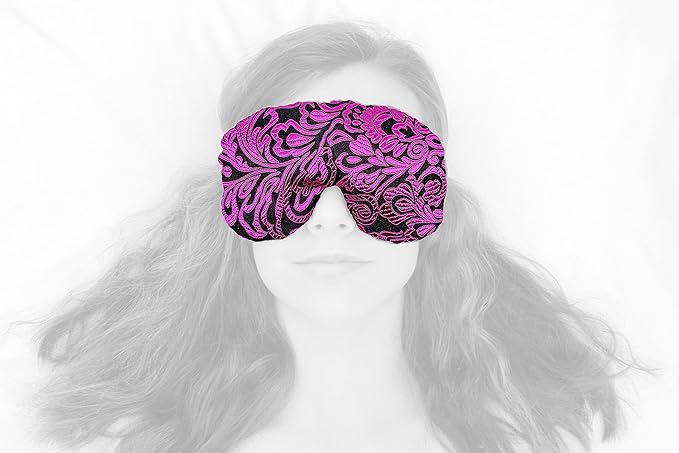 Handmade Weighted Sleep Eye Mask Yoga Pillow - Flax Seed Fill - Unscented - Magenta Doodle - TEMF-MD
