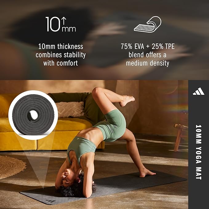adidas Yoga Mat - Eco Friendly - Non Slip, Durable Textured Surface