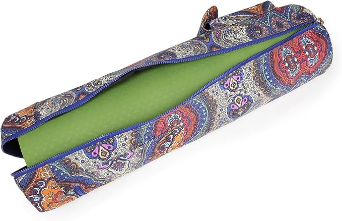 Canvas Yoga Mat Bag with Adjustable Strap & Pockets, Full-Zip Travel Gym Tote for Women & Men, Fits 1/4" & 1/3" Thick Mats, Lightweight Carrier for Yoga, Studio, Workout, Outdoor Use