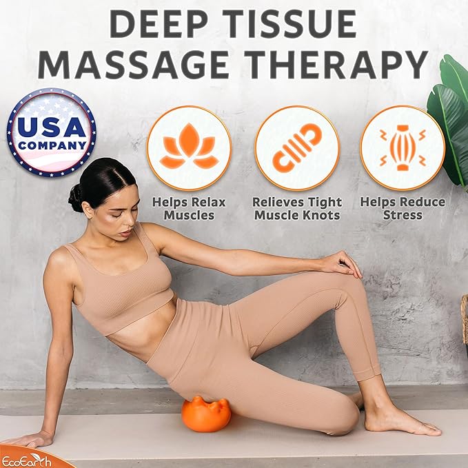 EcoEarth Hip Massager for Psoas Release (Extra Firm) - 14 Massage Nodes for Sciatica & Piriformis Syndrome Pain Relief - Trigger Point Deep Tissue Massage Tool for Hip & Lower Back Pain