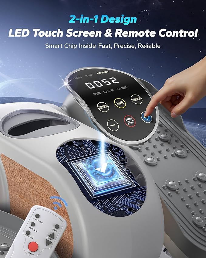 MERACH Under Desk Elliptical Machine, Leg Exerciser While Sitting for Seniors with Remote Control & 12-Speeds, Quiet Portable Electric Seated Pedal Exerciser Machine for Home Office