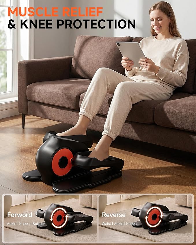 GORISE Under Desk Elliptical Exercise Machine, Leg Exercise Equipment as Seen on TV for Seniors & Women, Seated Pedal Exerciser with Remote Control & 10 Adjustable Speed for Home, 002 Basic